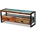 Produktbild Tidyard- Retro Stil TV-Schrank Fernsehschrank Holz TV-Tisch Fernsehtisch TV-Lowboard mit 2 Schubladen Recyceltes Massivholz