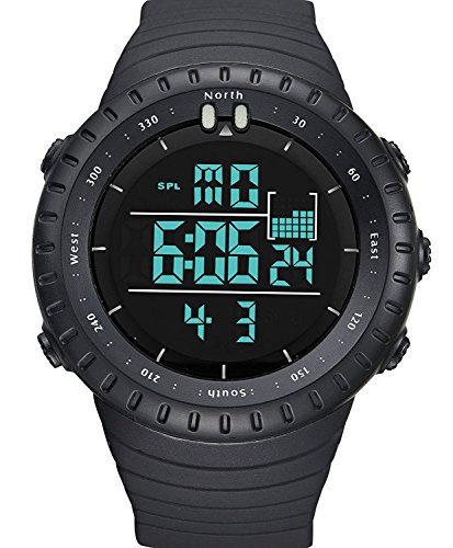 Herren Jugendliche Jungen Multifunktio Digital Sportuhr Männer Großes Gesicht 50M Wasserdicht Elektronisch Militär LED Digital Uhr mit Stoppuhr Beiläufig Schwarz Stunden Armbanduhr
