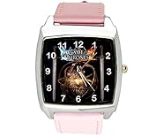 taport® Game of Thrones quadratisch pink Echt Leder Quarzuhr + Gratis Ersatz Batterie + Gratis Geschenkverpackung