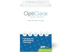Opticlear Lens Wipes - Cleaning Wipes for Eyeglasses, Smartphones, Tablets, Laptops, TV, Cameras, Screens & Optical Devices - Smear-Free, Quick Drying, Anti-Fog, Safe for Coatings - 200 Count