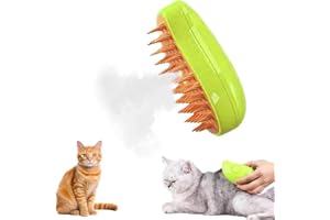 AIWEIYER 3 In1 Steamy Cat Brush - Self Cleaning Ste-am Cat Brush, Multifunctional Cat Grooming Brush, Pet Hair Removal Comb (green)