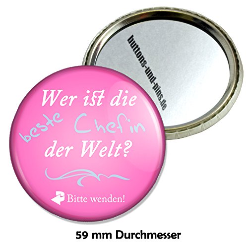 Spruch Wer ist die beste Chefin der Welt Schminkspiegel, Taschenspiegel Schminkspiegel Reisespiegel Handspiegelmit 59 mm Durchmesser - 2