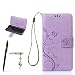 Produktbild Sony Xperia X Performance / XP Hülle, Sony Xperia X Performance / XP Schutzhülle, Alfort 3 in 1 Lederhülle Fashion Design Premium PU Leder Hohe Qualität Tasche Case Cover Kasten Abdeckung Wallet für Sony Xperia X Performance / XP 5.0" Smartphone Funktion Standfunktion Unterstützte Telefone und Magnetverschluss mit Schmetterling ( Helles Lila ) + Alfort Schwarz Stylus Pen + Netter Staub Stecker