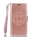 Produktbild Lonchee Huawei P8 Lite Wallet Tasche Brieftasche Schutzhülle ,Mandala Blumenmuster geprägt Muster Design Hochwertige PU Leder Folio Tasche Case Hülle im Bookstyle mit Standfunktion Kredit Kartenfächer (Rosengold)