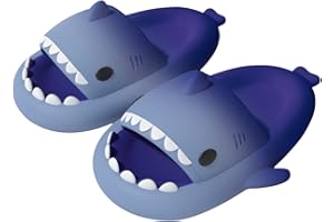 bolukets Unisex Cute Shark Sliders for Women and Men Quick Dry Open Toe Cloud Shower Sandals Pillow Beach Slippers for Indoor & Outdoor