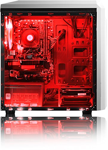 VIBOX Pyro RS660-222 Komplett-PC Paket Gaming PC – 4,0GHz AMD FX Quad-Core Prozessor, GTX 1050 GPU, Super, Desktop Gamer Computer mit Spielgutschein, 22″ HD Monitor, Weiß Tastatur & Mouse, Windows 10, Rot Innenbeleuchtung, lebenslange Garantie* (3,8GHz (4,0GHz Turbo) Superschneller AMD FX 4300 Quad-Core Prozessor CPU, Nvidia GeForce GTX 1050 2GB Grafikkarte GPU, 8GB DDR3 1600MHz RAM, 1TB (1000GB) SATA III HDD 7200rpm Festplatte, 400W 85+ Netzteil, Storm Weiß Gaming Gehäuse, AM3+ Mainboard) - 5
