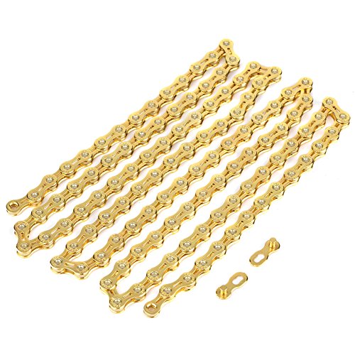 DilweVGEBY 11 Speed Bicycle Chain, Bike Chain Gold Hollow Rope Chain Link Connector for 11 Speed Bikes Accessory