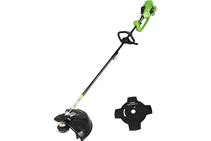 Greenworks 40V Desbrozadora a Batería, Motor sin Escobillas, Arnés, Altura Regulable, Ancho Corte 40 cm, Hilo Nylon 2 mm o Cuchilla 25 cm SIN Batería (40 V) y Cargador, 3 Años de Garantía GD40BC