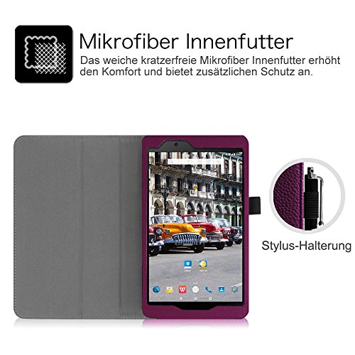 Fintie Odys Syno 8 Hülle Case – Slim Fit Folio Kunstleder Schutzhülle Cover Tasche mit Ständerfunktion und Stylus-Halterung für Odys Syno 20,3 cm (8 Zoll) Tablet-PC, Lila - 6