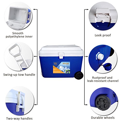AVOIN colorlife 53QT, ohne Strom, 5-Tage Kühlbox, Kühltasche, Gefriertasche 50L - 2
