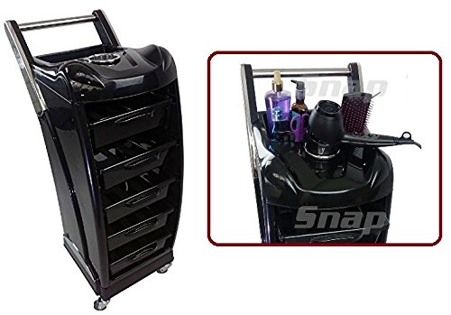 TekNoh Prometheus - Black - Salon Storage Trolley - Hairdresser Barber Hair Beauty Drawers Spa Cart