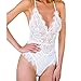Produktbild Lace siamesische Unterwäsche VENMO Frauen V-Ausschnitt Spitze Design Bodysuit Lace Pattern Unterwäsche (M, white)