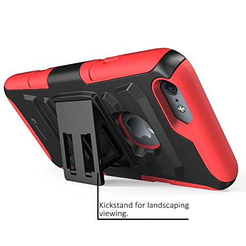 iPhone 6s Plus Case ,i-Blason Prime [Kickstand] Apple iPhone 6 Plus Case (5.5) [Heavy Duty] [Dual Layer] Combo Holster Cover [Belt Clip] (Red)