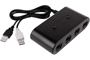 [REYTID] 3 in 1 GameCube Controller Adapter (4 ports) to USB for Nintendo Switch, Wii U and PC (Nintendo Switch)
