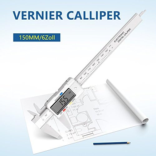 Digital Caliper, 150mm 0-6" Electronic Vernier Caliper with Extra Larger LCD Screen, Millimeter/Inch Conversion