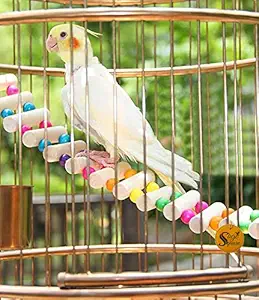 48cm / 19 Inches Playful Natural Wood Bead Swing Flexible Ladder Toy for Cockatiel, Lovebird, Budgerigar, Sun Conure, Finch, African Grey, Canary, Cockatoo, Macaw, Budgeri Birds