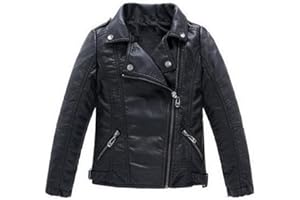 Lengender Giacca di pelle artificiale per ragazzi ragazze - Cappotto di pelle imitata - Giacca da moto per bambini