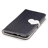 FESELE Schutzhülle für [Samsung Galaxy J7 2017] Brieftasche Hülle Lederhülle Leder Case Ledertasche mit Standfunktion Kartenfach, Samsung Galaxy J7 2017 Liebe Herz Magnetverschluss Muster Flip Case Wallet Cover Ledertasche Leder-Mappen-Karten-Slot-Abdeckung für Samsung Galaxy J7 2017 + Blau Eingabestift Stylus Touch Pen-schwarz - 4