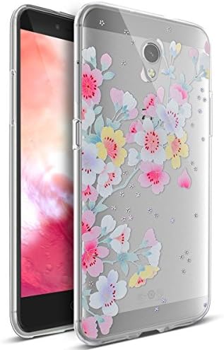 ZTE Blade V7 Case,ZTE Blade V7 Cover,ikasus Ultra Thin Soft TPU Case,Colorful Art Painted Mandala Flowers Soft Silicone Rubber Bumper Case,Crystal Clear Soft Floral Silicone Back Cover for ZTE Blade V7,Cherry Blossoms