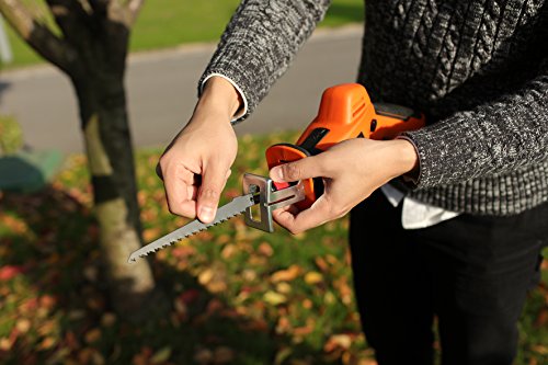 Yardforce Akku-Gartensäge GDGS12, inkl. 12V Li-Ion-Samsung-Akku, Ladegerät, inkl. 3 Klingen (1x Holz, 1x Metall, 1x Kunststoff), Schneidleistung: Holz bis 80mm, weiches Metall bis 7mm - 4