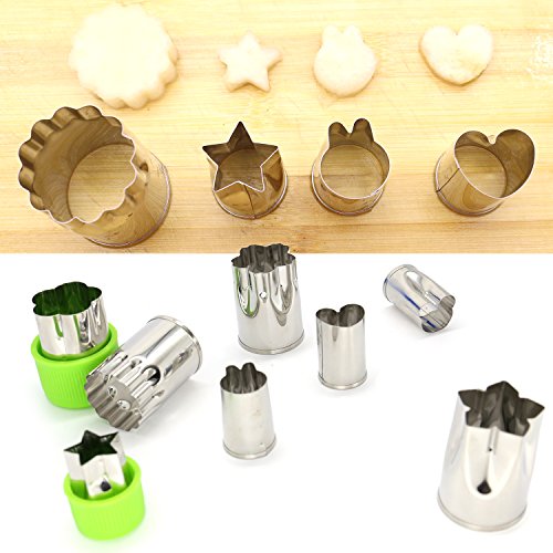 Ausstecher von Sandwich, Keks und Brot-Set von 18 hoch Qualitaten Multifunktions-Lebensmittel-Werkzeuge gehören 8 Kunststoff-Form & 304 Edelstahl Obst / Gemüse Cutter perfekte Schimmel für Kinder Essen - 6
