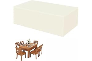 AXFZZRS Cubierta para Muebles de jardín, Oxford 420D Cubierta de Mesa de jardín Grandes, Impermeable, Protección UV, para Protección de Muebles, Rectángulo Cubierta de Ratán, Beige - 240x120x80cm