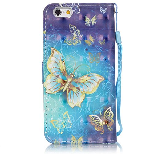 iPhone SE Bling Wallet Case,iPhone 5 5S Diamond Case,Etsue Elegant Gold Butterfly Rhinestone Pattern Pu Leather Strap Wallet Glitter Magnetic Book Style Card Slots Flip Case Cover with Stand for iPhone SE/5S/5+Blue Stylus Pen+Bling Glitter Diamond Dust Plug(Colors Random)-Gold Butterfly