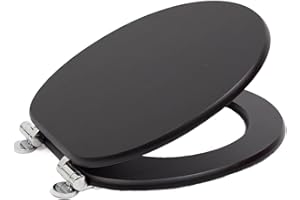 SINOBATH WC Sitz Mit Absenkautomatik,Hochwertige Und Stabile Antibakterieller Toiletten, MDF Holzkern,Stabile QualitäT,Einfache Montage Wc Deckel Klobrille (black)