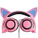 Produktbild PEMOTech Katze kopfhörer LED Blitzslicht, Cosplay-FantasieKopfhörer, Beleuchtungs-glühendfaltbarüberOhr, spielbar Headset mit 3.5MM Smartphones, Computer and MP3