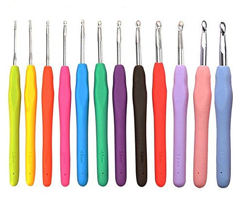 Häkelnadel Set,Outway 12 ergonomische Griff aus Weichgummi und Stricknadel aus Aluminium in den Größen 2mm bis 8mm DIY - 2