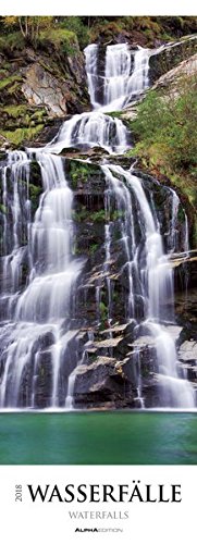 Wasserfälle 2018 - Waterfalls - Streifenkalender XXL (25 x 70) - Landschaftskalender