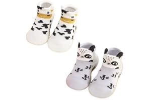 FedMois 2 Paires Chaussettes Pantoufle antidérapantes Chaussons Bébé