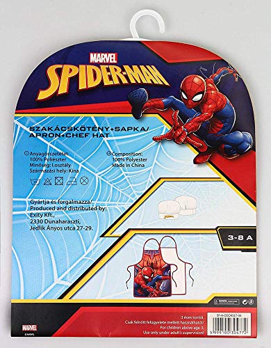 Spiderman Set Mandil et Bonnet Cuisine Ustensile de Cuisine Camping et Randonnée Unisexe Enfant (Multicolore) Unique