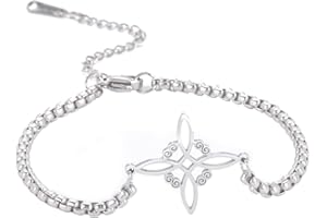 kkjoy Bransoletka z węzłem czarownic ze stali nierdzewnej pogański symbol wiccan magiczny węzeł 4-spiczasty węzeł celtycki bransoletka czary dla kobiet dziewcząt