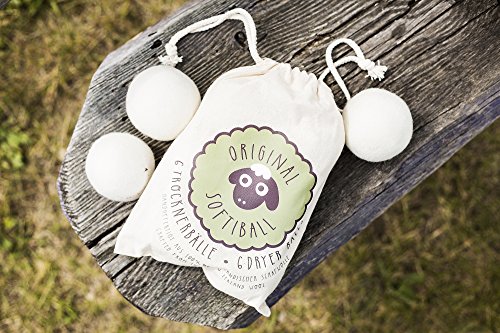 Original Softiball natürliche Trockner-Bälle (6er Pack) für Wäschetrockner – handgefertigt aus 100% Premium-Schafwolle – die umweltschonende Alternative zum chemischen Weichspüler – Trocknerkugeln - 4
