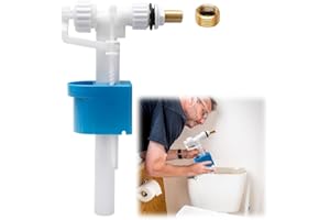 RANJIMA Spülkasten Füllventil, G3/8" und G1/2" Universelles Messing Anschluß Spülkasten Ersatzteile, Schwimmerventil Einstellbare Wassermenge und Geräuschlos Passt für Kunststoff & Keramik-Spülkasten