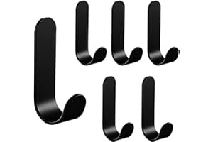 LINAERSHAO 6 Piezas Colgador Toalla Baño Adhesivo,Perchero Pared Negro,Ganchos Adhesivos,Ganchos Adhesivos Acero Inoxidable,Gancho Adhesivo,para Baño,Cocina,Dormitorio,Acero Inoxidable,Negro