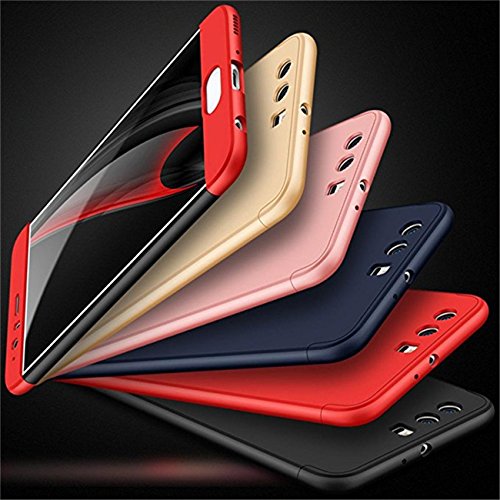 Qissy Carcasa Huawei P10  3 in1 Todo Incluido Anti-Scratch Anti-Huella Dactilar a Prueba de Choque 360 PC Protective Case Cover Skin para Huawei P10 P10 Plus  Huawei P10  Rosa or 