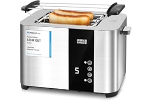 ‎LEBENLANG LEBENLANG Edelstahl Toaster mit Brötchenaufsatz 2 Scheiben - Touchscreen LED Display & 7 Stufen I 850W 2er Toster mit Display I Für Küche Haushalt & Camping Campingtoaster I Bread Toasters