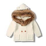 Linda y cálida chaqueta de invierno para bebé con dibujos adjuntos de orejas de oso.