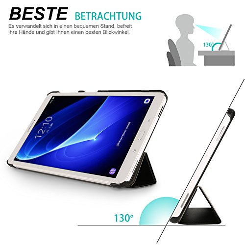 Samsung Galaxy Tab A 10.1 Hülle – Colico Ultra Dünn Case mit Ständer, eigebauter Magnet für Auto Sleep / Wake Up Funktion, Leder Tasche Etui Schutzhülle Cover Stand Holder , Perfekt Geeignet für Samsung Tab A 10.1 Tablet 2016 Version Wi-Fi/ LTE SM-T580N SM-T585N (Black) - 3