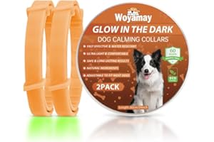 Woyamay Collare Calmante per Cani, Collare Luminoso per Cani Calmante Anti-ansia Regolabili, Collare Cane ai Feromoni Calmante Naturale a 60 Giorni per Cani di Tutte Le Taglie, Arancione 2 Pezzo