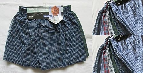 Mens Woven Shorts Printed Underwear Poly Cotton Boxer Short Pack of 3 (Small)