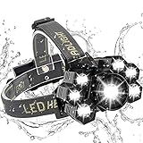 BESTSUN Lampe frontale LED rechargeable, 7 LED phares de travail lampe frontale puissante 6000 lumens zoomable phare phares haute puissance pour la chasse spéléo pêche