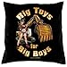 Produktbild bedruckter Kissenbezug - Motiv: Big toys for big boys! - Fun Geschenk Couchkissen Sofakissen Dekokissen Mama Papa Geburtstag Weihnachten