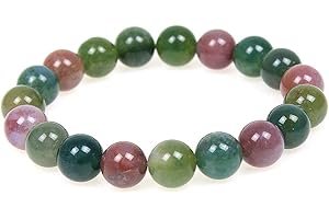 MJDCB Pulsera Piedra Natural de 10 mm, Pulsera Cuentas de Piedra Amuleto de La Suerte y Protección