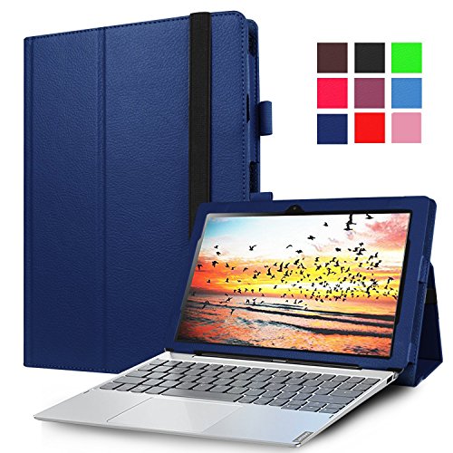 AVIDET Lenovo Miix 320 Hülle Case Etui Tasche, Slim Fit Folio Premium PU Kunstleder Schutzhülle Tasche Etui Smart Cover mit Ständerfunktion für Lenovo Miix 320 Tablet-PC (Blau)