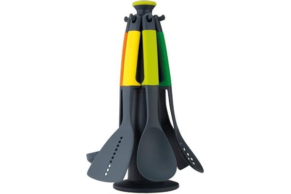 Joseph Joseph Elevate- Ensemble d'ustensiles de cuisine 6 pièces avec support rotatif en Nylon, résistant aux hautes températures - Multicolore