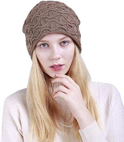ESAILQ Hats Unisex Solid Wave lines Pattern Winter Warm Crochet Knit Ski Caps