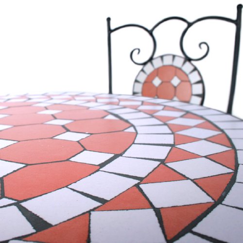 Hochwertiges & Stabiles Mosaik Gartenmöbel Set Tisch + 2 Stühle in terracotta